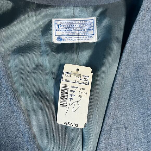 Vintage Pendleton Virgin Wool Blazer Suit Skirt Set Size 22W NEW Modest Business - Picture 5 of 16